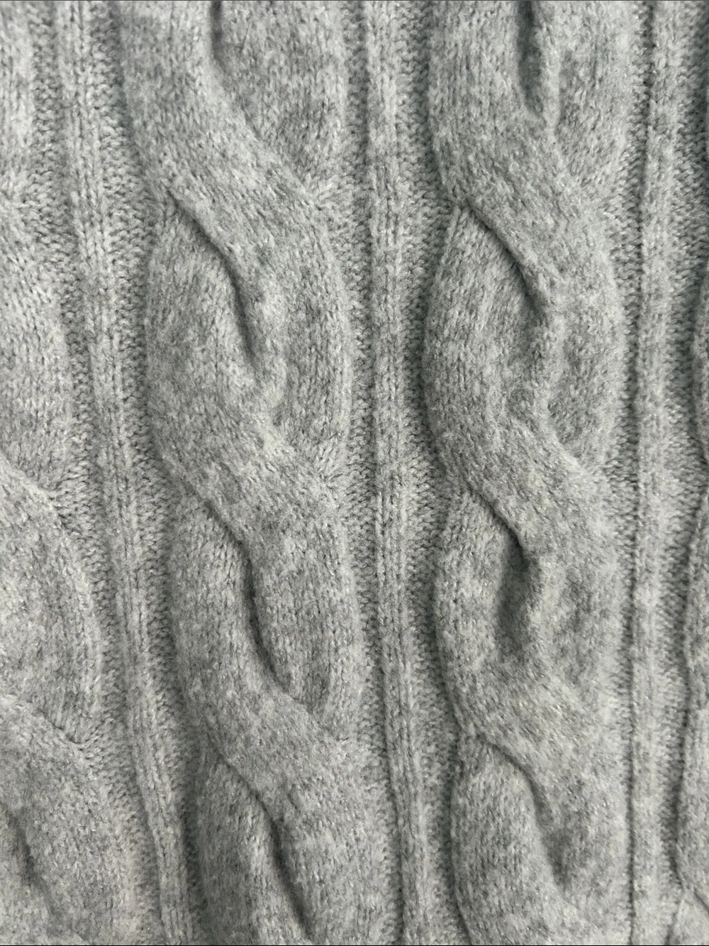 aerie Light Gray Cable-Knit Crewneck Sweater